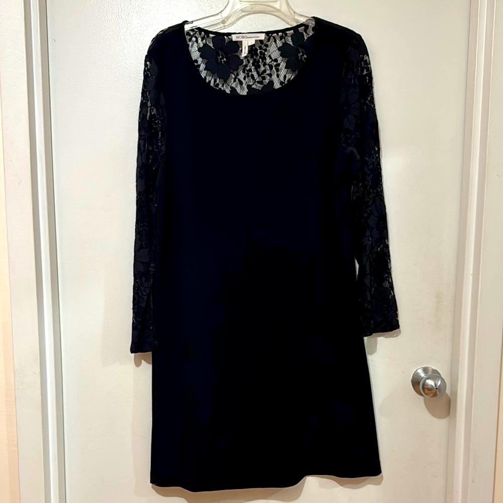 BCBGeneration Black Long Sleeve Crew Neck Sheath Dress. New, never worn.